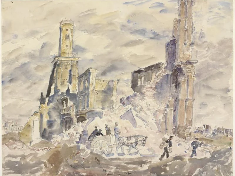 1903-Thomas Hennell - Calais - La Tour de Guet e le rovine del museo